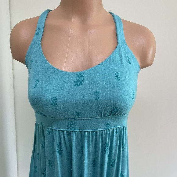 Dakini Athletic Dress Medium Damask Print Yoga Tennis Modal Racerback Turquoise - Picture 4 of 11